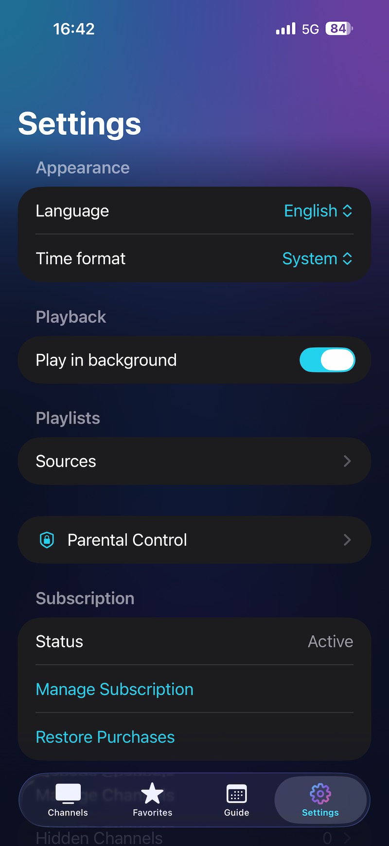 Settings