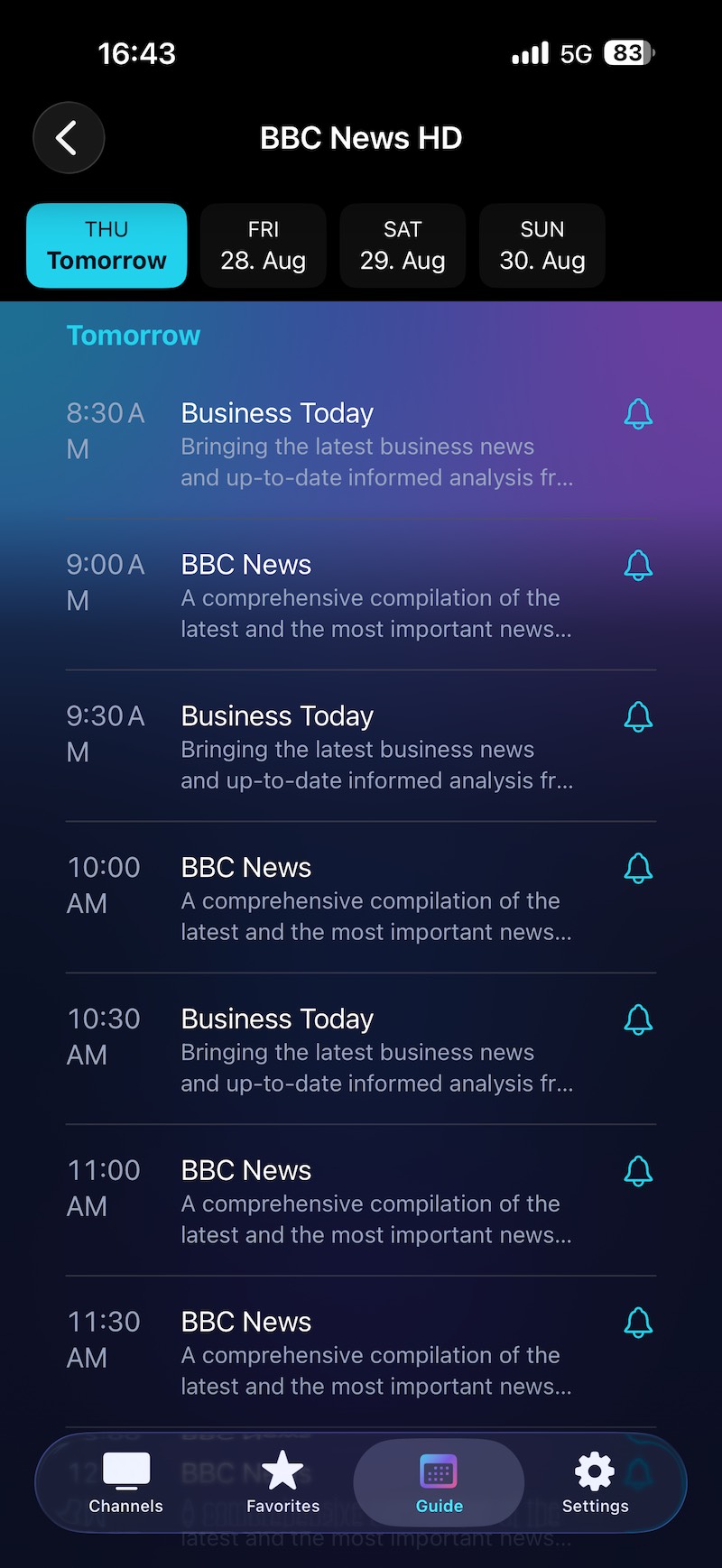 Day schedule